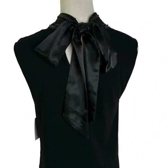 Generation Love Beaded Nicky Linen Turtleneck Bow Tie Back Top Black Size L NWT - Picture 8 of 15